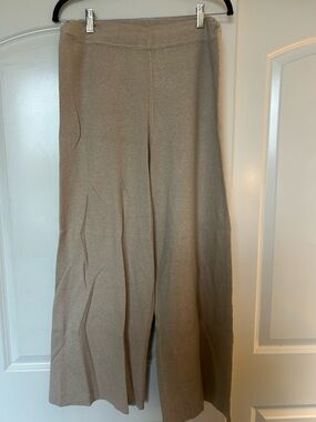 Marled Wide Leg Knit Pants in Taupe